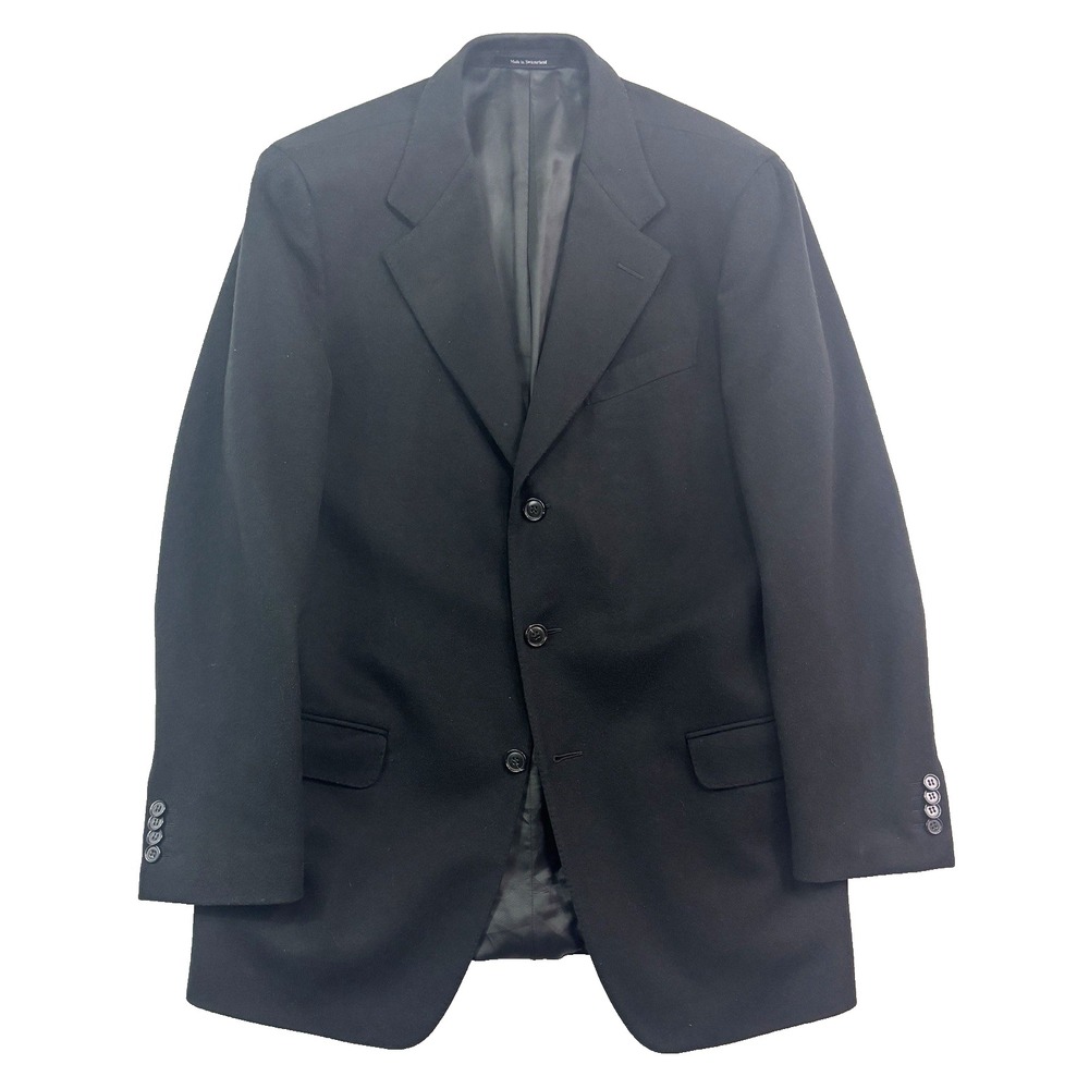 Ermenegildo Zegna 52R 42R Black Blazer Jacket Sport Suit‎ Coat 100% Flannel Wool